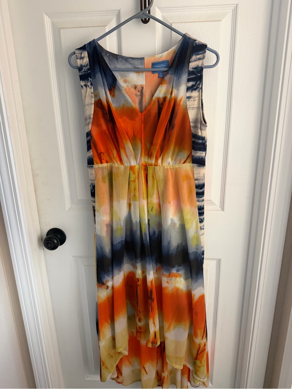 Simply Vera Vera Wang Orange, Navy & Cream High-Low Sleeveless Dress